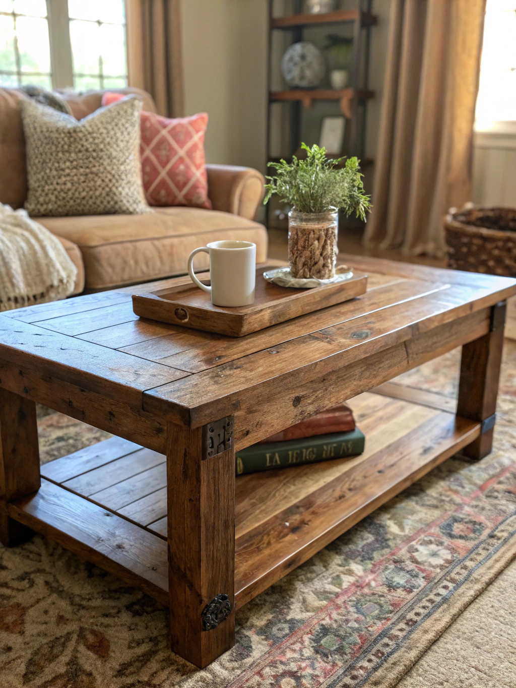 Morning light catching the texture of our hand-planed oak tables